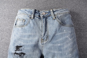 Design personalizzato Rock Revival Jeans da uomo vernice Spray Skinny svasata tye pantaloni di Jeans strappati e lavati per uomo 2023 - Product Image 3