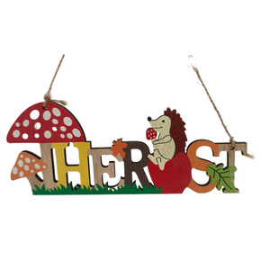 Letrero Colgante de Madera con Diseño de Erizo, Decoración Rústica Ovalada para el Hogar, Placa de Bienvenida Alemana 'Willkommen', Artesanía en Madera de Álamo - Product Image 3
