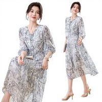 Nouvelle Robe Longue Imprimée Florale Vintage Anti-statique en Soie de Mûrier et Fibre de Viscose 100% avec Col Rond et Taille Ample – Collection Printemps-Été 2026