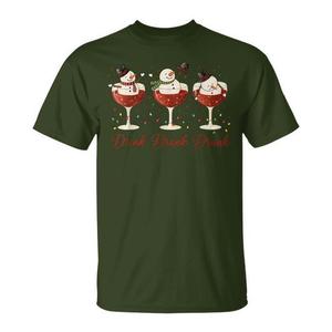 Camiseta navideña Drink Drank Drunk Snowman con diseño de copas de vino para amantes del vino - Product Image 1