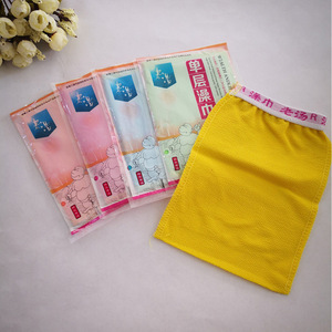 ผ้าขนหนูอาบน้ำ Lao Tang แบบชั้นเดียว สีเหลือง ผ้าไนลอนขัดผิวสำหรับผู้ใหญ่ - Product Image 2