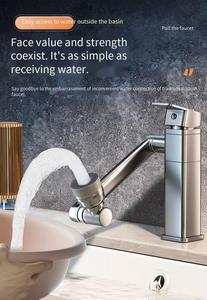 <span class=keywords><strong>Robinet</strong></span> de cuisine moderne à levier unique en acier inoxydable et or brossé, mitigeur chaud/froid avec douchette extractible pour évier domestique - Product Image 5