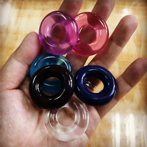 Jouet sexuel masculin en silicone, anneau de verrouillage en cristal coloré, anneau retardateur, produit érotique pour adultes, anneau œil de mouton, anneau lisse tricolore - Product Image 1