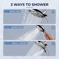 Pommeau de douche avec douchette à 21 jets, haute pression et tuyau en acier inoxydable de 59 pouces pour salle de bain principale, usage quotidien