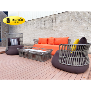 الفاخرة الأريكة النسيج الجملة الألومنيوم فندق الاقسام أريكة في الهواء الطلق حديقة المعادن إطار طقم أريكة - Product Image 3