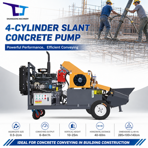 Pompe à béton diesel à quatre cylindres de type oblique pour agrégats fins, moteur haute efficacité, débit de 6-8 m³/h pour les chantiers étroits - Product Image 1