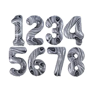 Hot Sale Birthday Party Decorations Marble Design Balloon 32Inch Large Size Aluminium Foil 0-9 Number Balloon