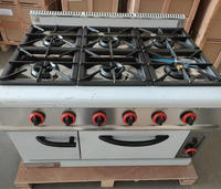 Cuisinière à gaz moderne à 6 brûleurs avec four, armoire, haute température, acier inoxydable durable, hauteur réglable, appareil de cuisson pour restaurant