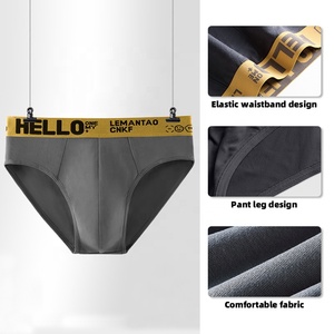 Fabricant OEM ODM Nouveaux sous-vêtements pour hommes Couleur unie Lettre Ceinture Tendance Sexy Respirant Grande taille Hommes Slip Sous-vêtements - Product Image 3