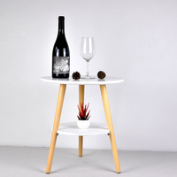 Table d'angle en bois massif, style scandinave, moderne, pour salon, plateau rond, table basse, avec jambe en bois massif, prix d'usine, nouveau