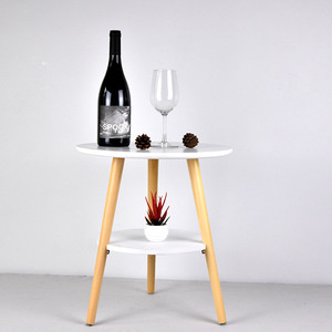 Mesa auxiliar de madera para sala de estar, mesa de centro con bandeja redonda y pata de madera sólida, moderna, escandinava, precio de fábrica - Product Image 2