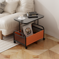 Table d'appoint en verre noir, style moderne minimaliste, en métal, pour salon, chambre à coucher, table d'appoint multifonctionnelle mobile