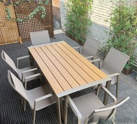 Ensemble de table et de chaises de salle à manger en aluminium pour cour d'hôtel en plein air, table basse, design moderne, imperméable, résistant aux UV, WPC patio