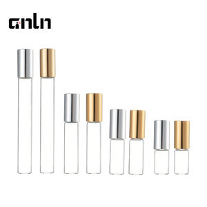 Botellas <span class=keywords><strong>de</strong></span> Perfume Transparentes al por Mayor, <span class=keywords><strong>Forma</strong></span> Cilíndrica, 2ml 3ml 5ml 10ml, Botellas <span class=keywords><strong>de</strong></span> Vidrio con Bola <span class=keywords><strong>de</strong></span> Acero - Product Image 1