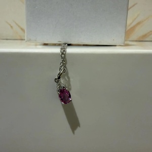 Collier minimaliste en or rose avec saphir rose et diamant, pendentif goutte pierre de naissance naturelle, bijoux pour la vie quotidienne, cadeau d'anniversaire pour elle - Product Image 1