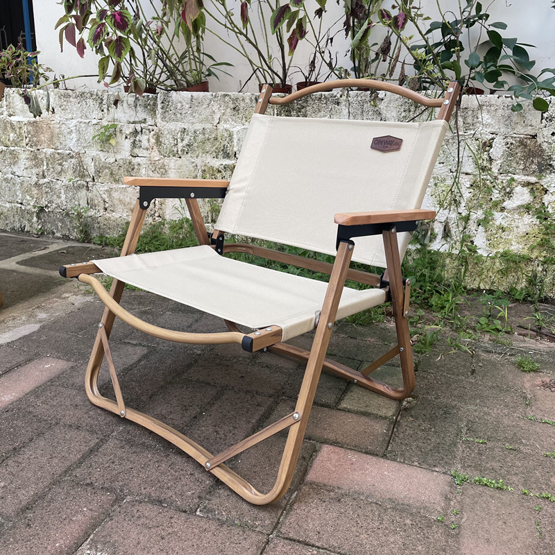 OnwaySports наружный алюминиевый деревянный складной стул для кемпинга складной бежевый цвет