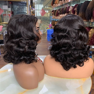 Gorgeous (14 Inch) Nature Super Double Drawn Bob <b>Wig</b>: Ocean Wave Human Hair with 5x5 Closure <b>Lace</b> Weaves & <b>Wigs</b> - Product Image 2