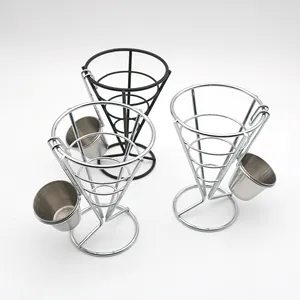 Metal Iron Kitchen Accessories French Fries Holder French Fries Stand Colanders French Fries Basket