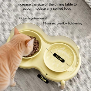 Ciotola per Animali Domestici con Supporto a Bolle, Doppia Ciotola in Ceramica Anti-Schizzi e Anti-Ribaltamento - Product Image 1