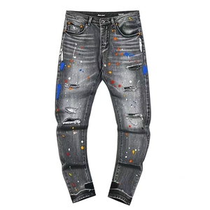 <span class=keywords><strong>Jeans</strong></span> Denim da <span class=keywords><strong>Uomo</strong></span> di Alta Qualità, Modello <span class=keywords><strong>Boyfriend</strong></span> a Gamba Dritta, Casual, Effetto Usurato, Blu e Nero, Personalizzabili, Streetwear Autunnale - Product Image 6