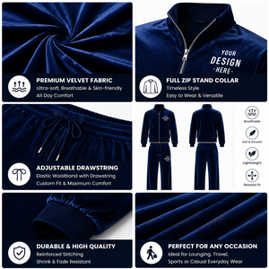 Custom Velvet Tracksuit Women 2 Piece <b>Set</b> Zip Jacket Pants Soft Luxury Velour Lounge Casual Streetwear Outfit - Product Image 3