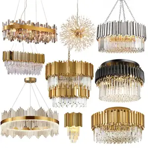 CSLIDO Custom Home Decor Large Chandeliers High Ceilings Pendant Light Living Room Lamp Modern Gold Luxury K9 Crystal Chandelier
