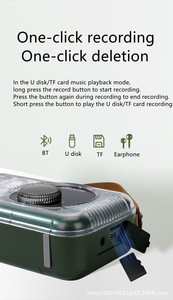 Máy thu sóng Vofull FM AM SW WB, ghi âm thẻ TF, âm nhạc không mất mát, âm thanh nổi, tai nghe Bluetooth, radio toàn dải tần với đèn pin - Product Image 6