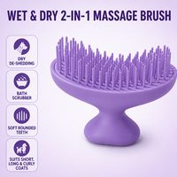 Peigne démêlant et massant 2-en-1 en silicone pour animaux, avec logo personnalisé, pour bain et toilettage, chiens et chats, 9,1x5,2cm, poils doux, vente en gros