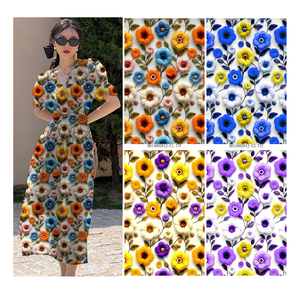 Venta al por mayor 3D Digital impreso rayón Challis tela 5D flor diseño tejido 100% viscosa tela de rayón para vestidos de verano - Product Image 3