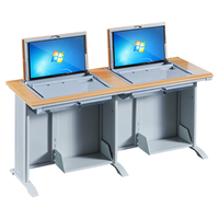 Bureau d'ordinateur moderne pour salle de classe multimédia avec écran LCD rabattable et écran caché pour l'école et l'atelier