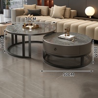 Table basse en dalle de roche minimaliste nordique, durable, moderne, salon, table à thé, circulaire, simple, combinaison nordique