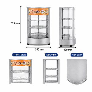 Vitrina Eléctrica con Calefacción para Mostrador, Exhibidor de Alimentos con Vidrio Curvo, Calentador de Alimentos de 3 Niveles de Acero Inoxidable, 220V - Product Image 3