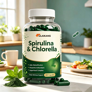 Capsules de spiruline et de chlorelle en marque privée OEM, complexe de plantes <span class=keywords><strong>vertes</strong></span> 100% pur pour la détoxification et le soutien immunitaire, 120 unités - Product Image 3