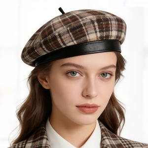 Women'S Beret Classic French Style Warm Berets With Leather <b>Band</b> for Fall Winter Beret <b>Hat</b> for Women Berets - Product Image 1