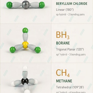แบบจำลองโมเลกุล 57 ชิ้น ตามทฤษฎี VSEPR แบบ 3 มิติ แสดงวงโคจรอิเล็กตรอนไฮบริด และการไฮบริดของวงโคจร สำหรับ BeCl2, <span class=keywords><strong>BH3</strong></span>, CH4, <span class=keywords><strong>NH3</strong></span>, H2O, PCl5, SF6 - Product Image 4