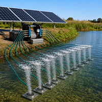 Pompe à air à entraînement BLDC solaire, sans huile, pour eaux profondes, efficace, avec 8-10 diffuseurs, pour bassin à poissons et lac jusqu'à 5 acres