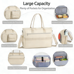 <span class=keywords><strong>Borsa</strong></span> Tote per Laptop da Donna con Scomparto Termico per Pranzo 15.6'' <span class=keywords><strong>Borsa</strong></span> da Lavoro per Insegnanti Grande <span class=keywords><strong>Borsa</strong></span> a <span class=keywords><strong>Tracolla</strong></span> per Ufficio - Product Image 5