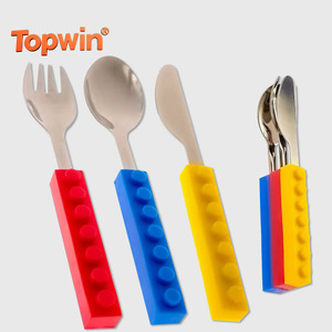 Juego de Cubiertos de Acero Inoxidable 304 para Niños, Diseño Creativo, 3 Piezas (Cuchillo, Tenedor y Cuchara) con Estuche Portátil - Product Image 1