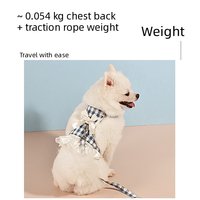 Harnais pour chien à carreaux bleus et blancs, robe JK avec nœud papillon et laisse, tenue respirante pour promenades, pour petits chiots, chatons et chats
