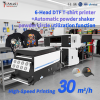 Imprimante DTF haute vitesse 30 m²/h, 6 têtes d'impression I3200 A1, machine d'impression de t-shirts avec secoueur de poudre automatique, directement de l'usine