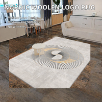 Tapis en laine shaggy antidérapant 3D à poils coupés, style nordique, design simple et luxueux à motifs, fabriqué à la machine pour salon, camping et maison