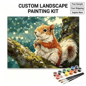 SONGWOOART Série animaux : Écureuil - Kit de <span class=keywords><strong>peinture</strong></span> par numéros DIY sans cadre sur toile, avec pinceaux, pour décoration intérieure - Product Image 1