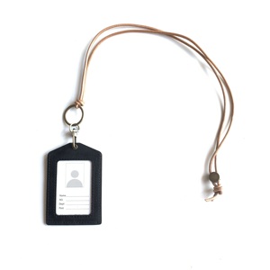 Porte-badge en cuir véritable avec fenêtre transparente et cordon, porte-carte d'identité en cuir Crazy Horse vintage pour le bureau et <span class=keywords><strong>l</strong></span>'école - Product Image 2