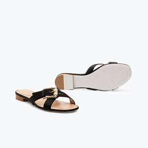 Marchio di lusso firmato da donna fatto a mano su misura di alta qualità moda quadrata punta aperta scivoli <span class=keywords><strong>con</strong></span> <span class=keywords><strong>catena</strong></span> di metallo pantofole per l'estate - Product Image 2