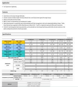 TOHNICHI, ผลิตในประเทศญี่ปุ่น, ประแจวัดแรงบิดดิจิตอล: CPT20X10D-G, CPT50X12D-G, CPT100X15D-G, CPT200X19D-G, CPT280X22D-G - Product Image 5