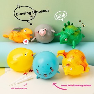 Juguete inflable realista con forma de dinosaurio con temática oceánica, linda pelota antiestrés con forma de animal, mini juguete de goma suave para niños - Product Image 1