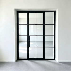 Porte intérieure battante en fer noir et verre, style français, pour appartement - Product Image 2