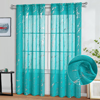 Prix d'usine 2025 Rideaux semi-occultants en tulle polyester argenté à motif marbré, rideaux modernes pour puits de lumière