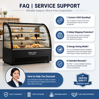 Vitrine réfrigérée pour pâtisserie et boulangerie commerciale avec verre incurvé, éclairage LED, 2-8°C, dégivrage automatique pour cafés et magasins