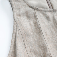 Robe sans manches à col rond en lin sergé scintillant de luxe italien, coupe verticale haut de gamme, nouvelle collection début de printemps B ~ C 26